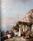 Franz Richard Unterberger Canvas Paintings - Die Amalfi Kuste